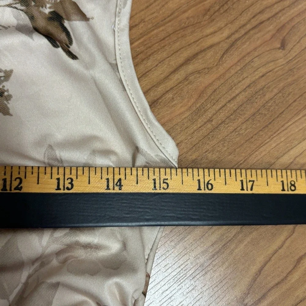 Beige Floral Satin Maxi Long Slip Dress Y2K Vtg-look Evening Glam Romantic Sz 6 - Picture 7 of 8